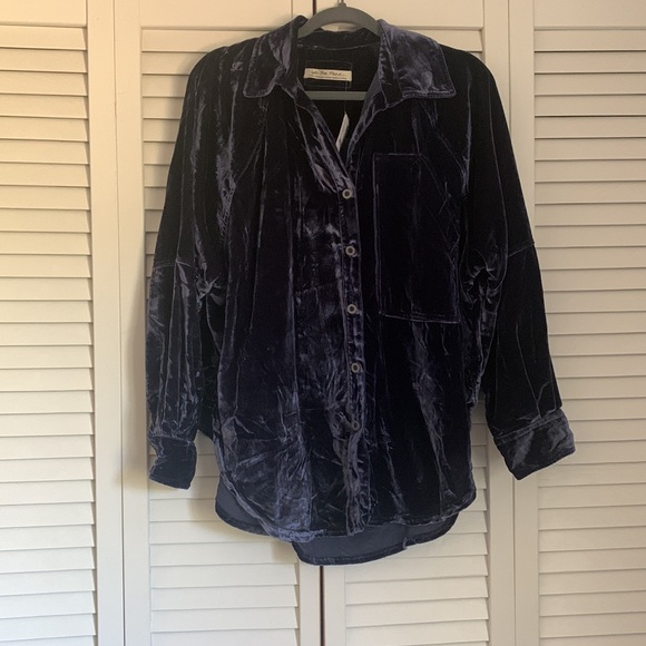 NWT Free People Velvet Blouse - Picture 4 of 6